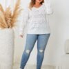 Chic Hollow-Out V-Neck Pullover Sweater – Plus Size Edition