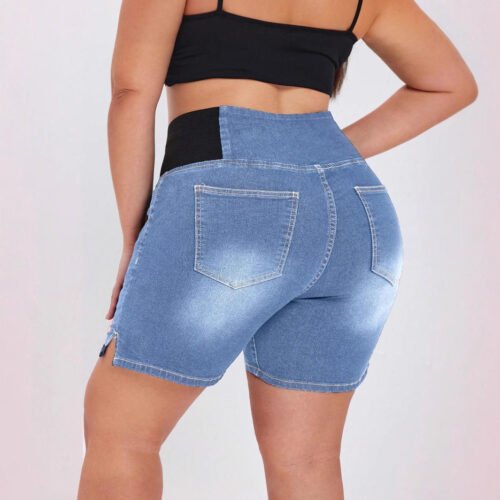 Plus Size Elastic Waist Hip-Lifting Loose Denim shorts