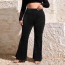 Plus Size Stretch Flared Pants – Autumn Winter Casual Style