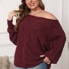 Sexy Off-Shoulder Asymmetric Plus Size Batwing Top