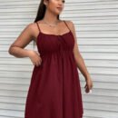 Plus Size Cinched Sleeveless Strap Mini Casual Dress for Spring Summer