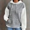 Plus Size Color Block Hooded Pullover – Loose Casual All-Match Hoodie