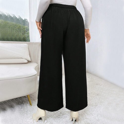 Plus Size High Waist Wide Leg Graceful Casual Pants