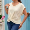 Plus Size Simple Short Sleeve All-Matching T-Shirt for Summer