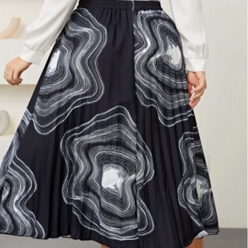 Retro Plus Size High Waist Printed Office Sheath Skirt