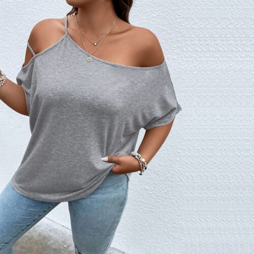 One Shoulder Cold Shoulder Plus Size Top