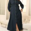 Plus Size Winter Swing Coat with Open Front & Elegant Drape