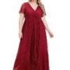 Plus Size Elegant Lace Bridesmaid Evening Dress