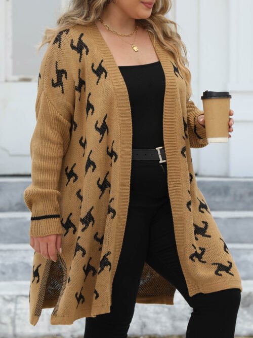 Thick Jacquard Plus Size Woven Coat Cardigan for Winter Warmth