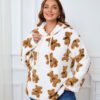 Plus Size Cow Plush Hoodie – Cozy Long Sleeve Plush Top for Chill Days