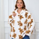 Plus Size Cow Plush Hoodie – Cozy Long Sleeve Plush Top for Chill Days