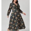 Plus Size Autumn Digital Print Woven Dress