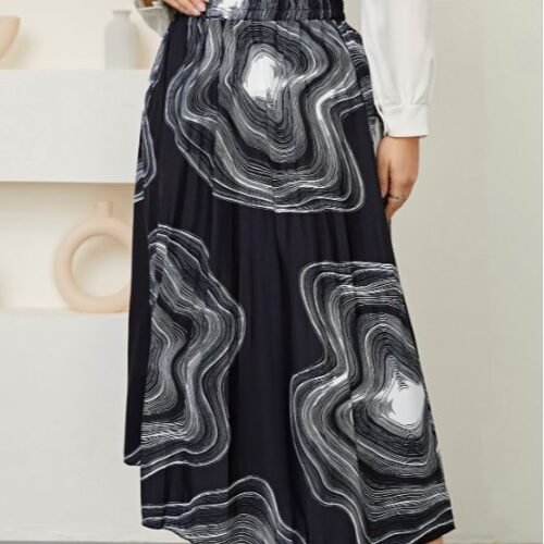 Retro Plus Size High Waist Printed Office Sheath Skirt