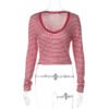 Striped Slim Fit Long Sleeve Crop Top – Trendy Street Style