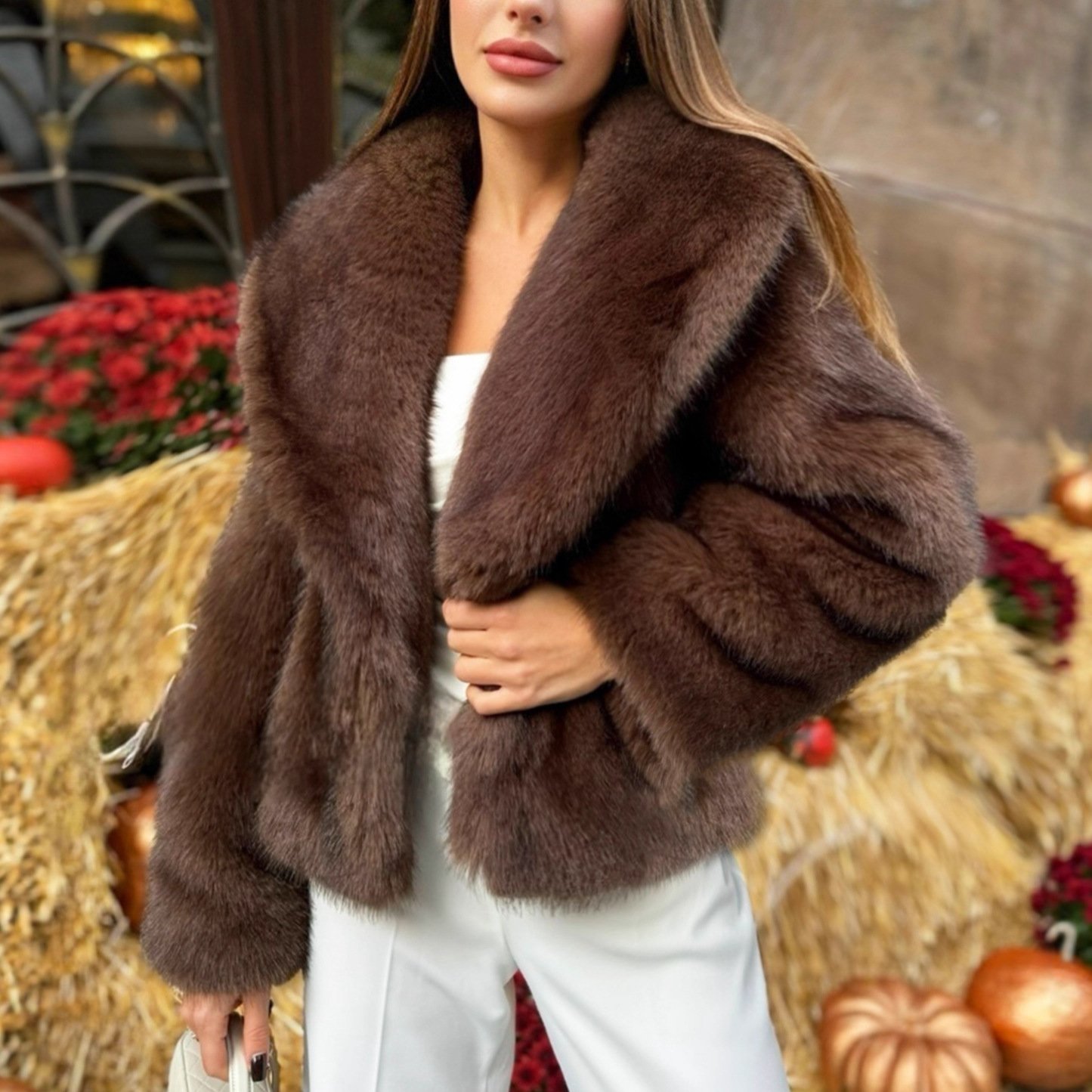 Faux Fur Women Clothing Thickened Fall Winter Coat Plush Warm