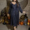 Plus Size Sexy Sequin Long Sleeve Halloween Party Dress