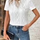 Summer Casual Hollow Out Jacquard Plus Size Top