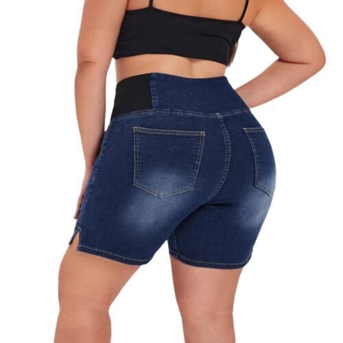Plus Size Elastic Waist Hip-Lifting Loose Denim shorts