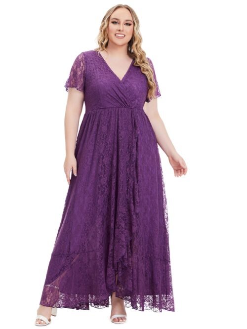 Plus Size Elegant Lace Bridesmaid Evening Dress