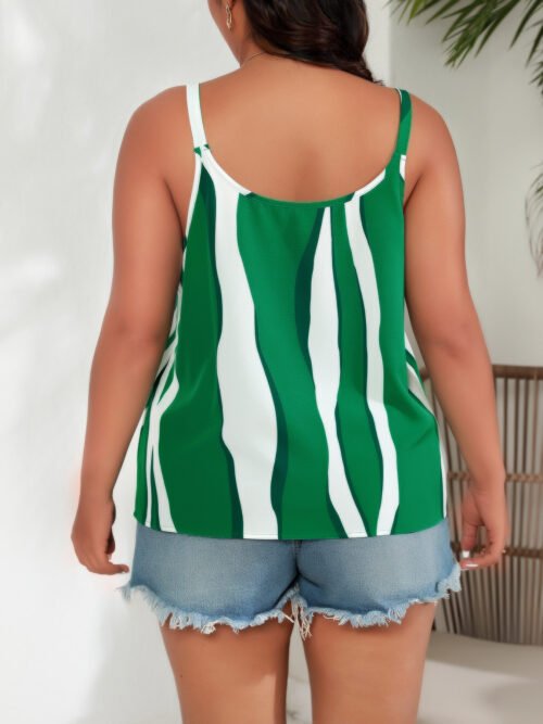 Striped Chiffon Camisole – Loose Fit Plus Size Summer Casual Tank