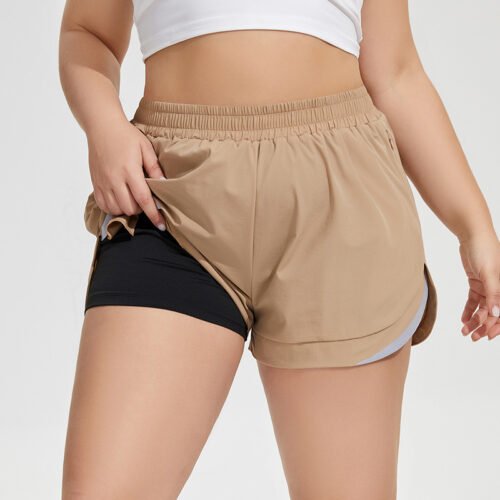 Plus Size Reflective Breathable Yoga & Running Shorts