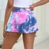 Women’s Plus Size Mid-Waist Tie Dye Distressed Denim Shorts