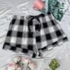 Plus Size Plaid Pajama Shorts with Drawstring Waist