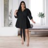 Plus Size Sexy Solid Color Tied Shirt Mini Dress for Women