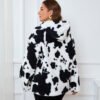 Plus Size Cow Plush Hoodie – Cozy Long Sleeve Plush Top for Chill Days