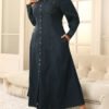 Plus Size Winter Swing Coat with Open Front & Elegant Drape