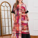 PLUS SIZE PRINTED CONTRAST POCKET DRESS