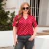 Plus Size V-Neck Loose Fit Office & Casual T-Shirt