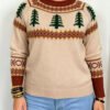 Holiday Plus Size Christmas Tree Brocade Hoodie Sweater