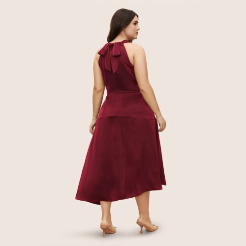 Plus Size Sexy Off-Shoulder Satin Red Party Dress