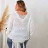 Chic Hollow-Out V-Neck Pullover Sweater – Plus Size Edition