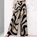 Plus Size Casual Striped Straight Pants with Elastic Waist