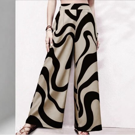 Plus Size Casual Striped Straight Pants with Elastic Waist