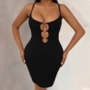 Plus Size Sexy Cutout Strap Slim Fit Mini Dress