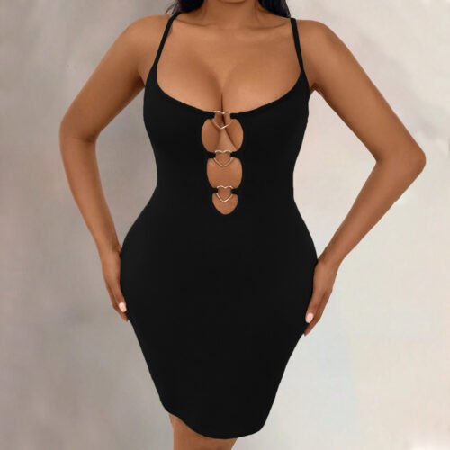 Plus Size Sexy Cutout Strap Slim Fit Mini Dress