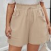 Plus Size Wide-Leg Drawstring Cargo Shorts – Korean Style
