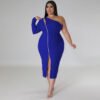 Plus Size Front Slit Dress with Flattering Elegant Fit