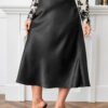 Elegant Plus Size High Waist Satin A-Line Party Skirt