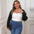 Asymmetrical Hem Plus Size Casual Knit Cardigan