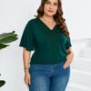 Plus Size Lace Patchwork Flared Sleeve T-Shirt for Women