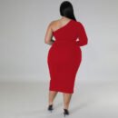 Plus Size Front Slit Dress with Flattering Elegant Fit