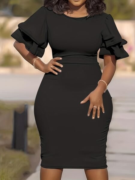 Plus Size Patchwork Package Hip Dress – Office Chic