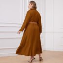 Plus Size Winter Denim Open-Collar Maxi Dress