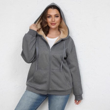 Plus Size Warm Plush Hoodie Coat – Winter Essential Outerwear