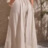 Plus Size High Waist Wide Leg Summer Trousers with Pockets