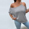 One Shoulder Cold Shoulder Plus Size Top